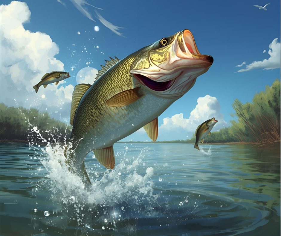 Bass fishing in St John's River in Putnam County Florida