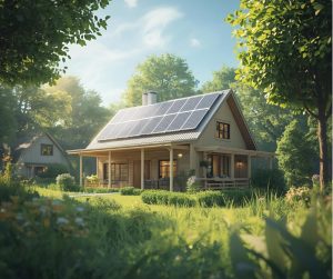 Eco-friendly home with solar panels in Putnam County Florida.