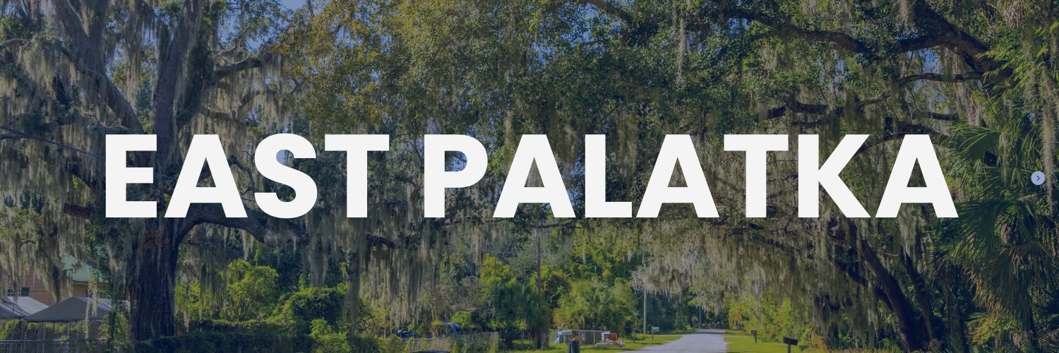 Aerial view of East Palatka across the St. Johns River – quiet neighborhoods, river access, and natural beauty