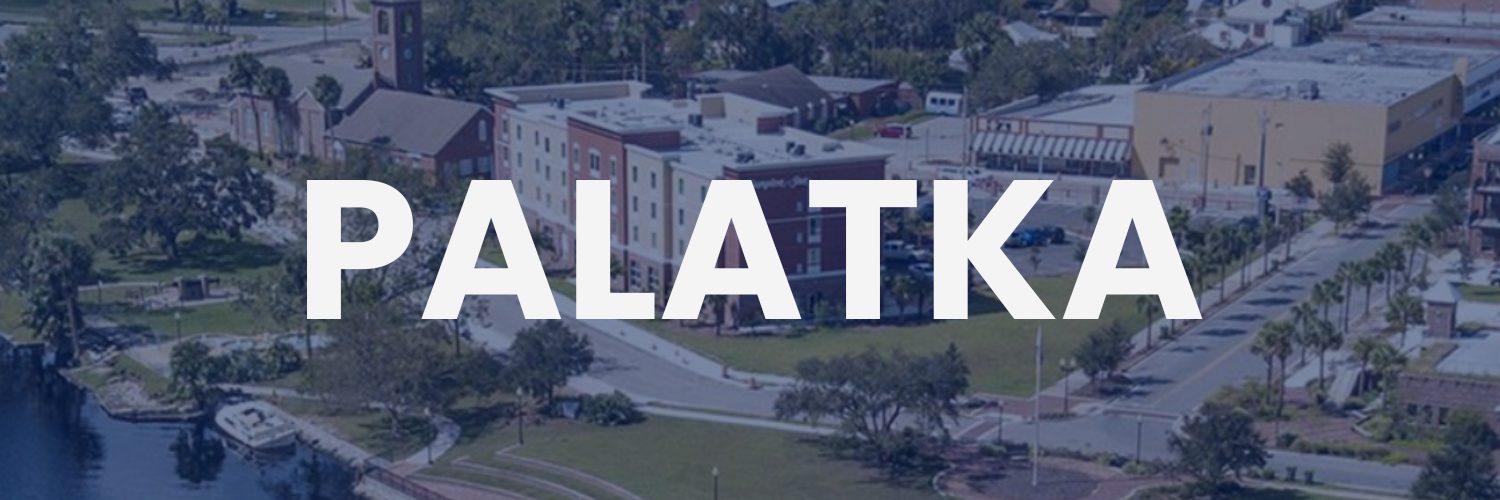 Aerial sunrise over Palatka and the St. Johns River – your future home awaits